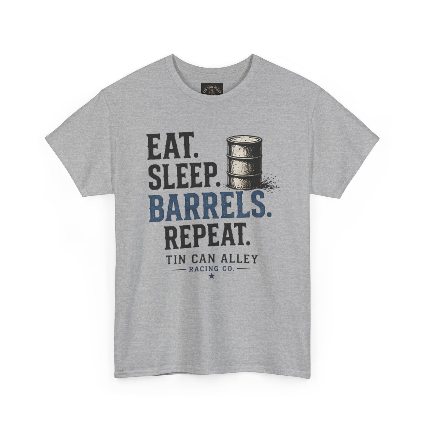 Eat. Sleep. Barrels. Repeat. Tee — Barrel Racing Western Rodeo Shirt