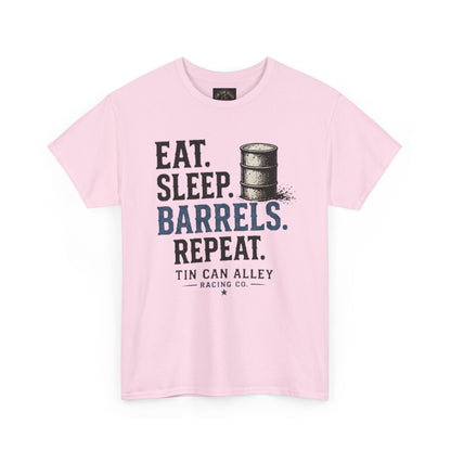 Eat. Sleep. Barrels. Repeat. Tee — Barrel Racing Western Rodeo Shirt