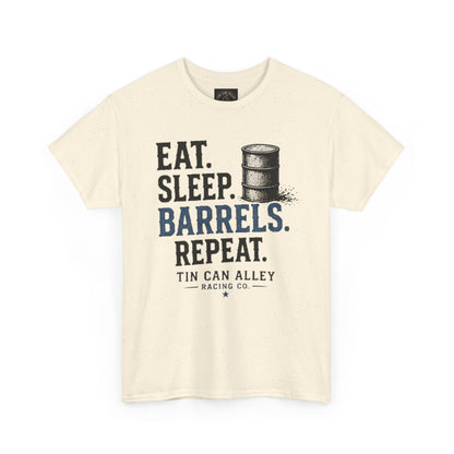 Eat. Sleep. Barrels. Repeat. Tee — Barrel Racing Western Rodeo Shirt