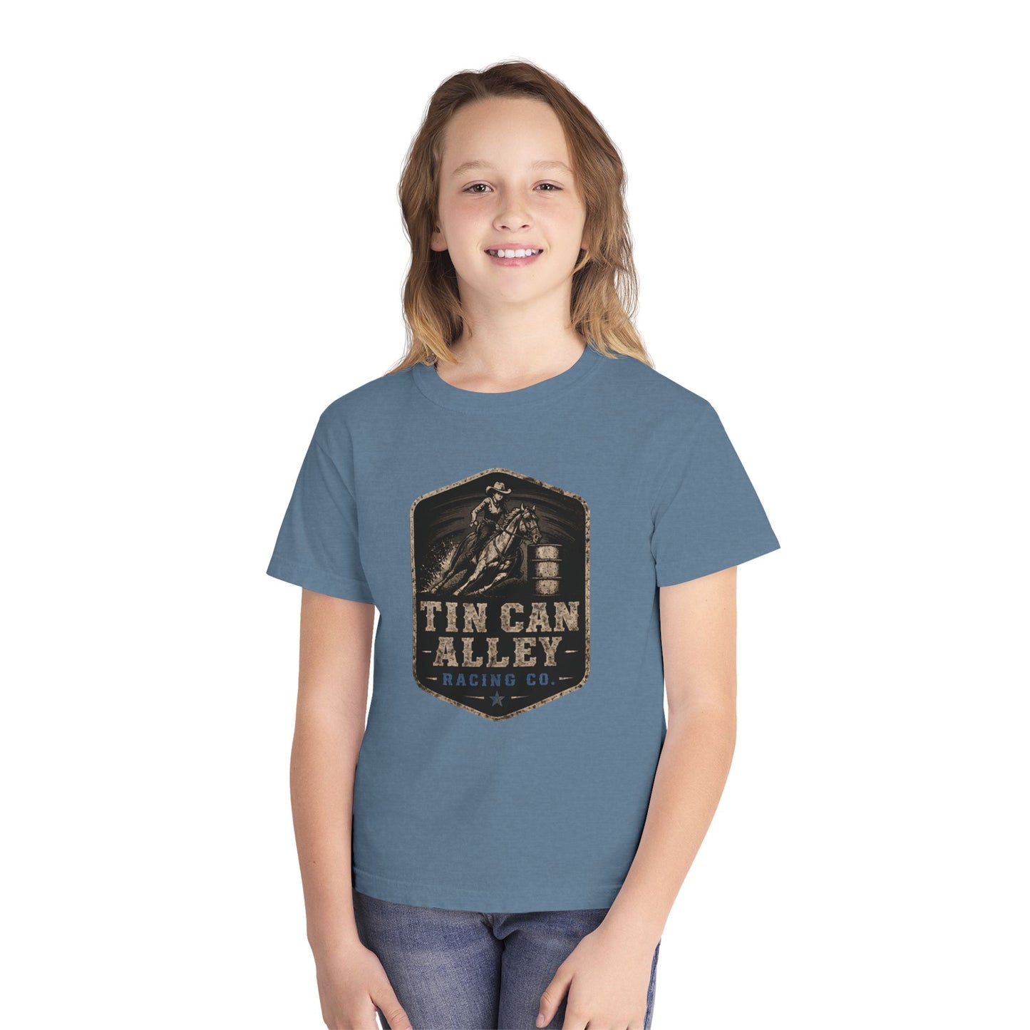 Youth Tee — Tin Can Alley Racing Co. Barrel Racing Graphic Shirt