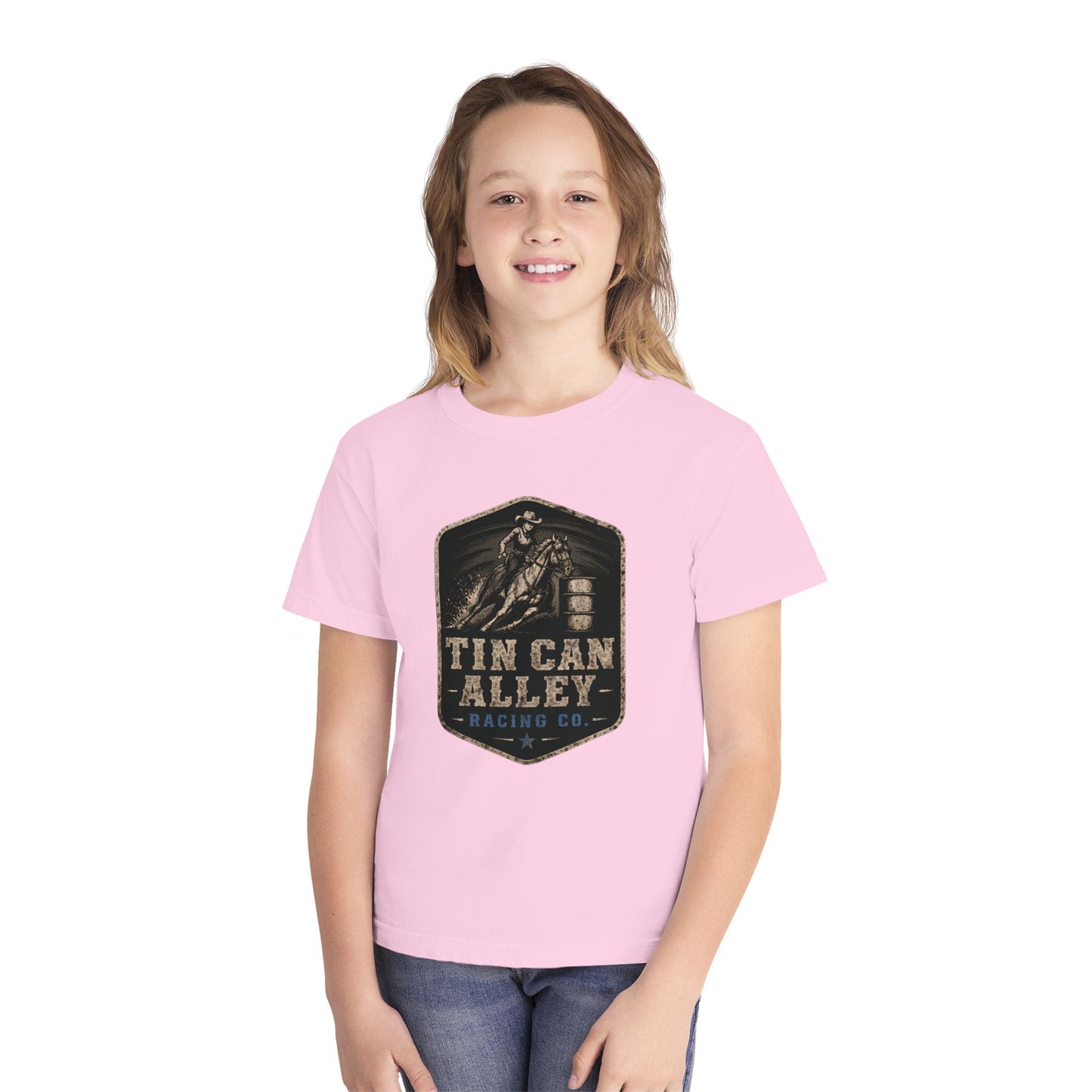 Youth Tee — Tin Can Alley Racing Co. Barrel Racing Graphic Shirt