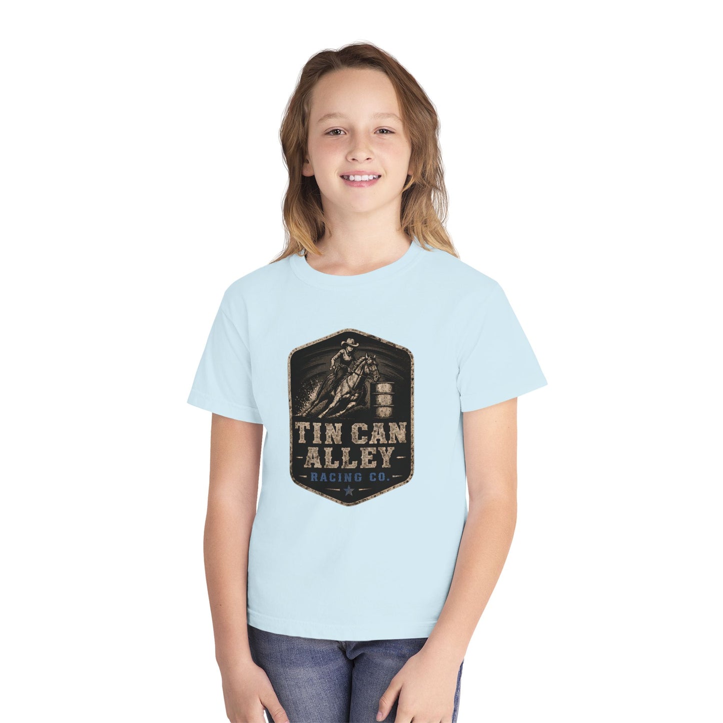 Youth Tee — Tin Can Alley Racing Co. Barrel Racing Graphic Shirt